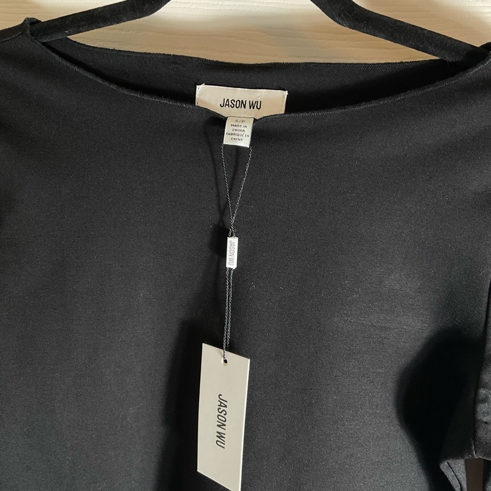 Jason Wu Black Long Sleeve Peplum Blouse Size small - Picture 4 of 8